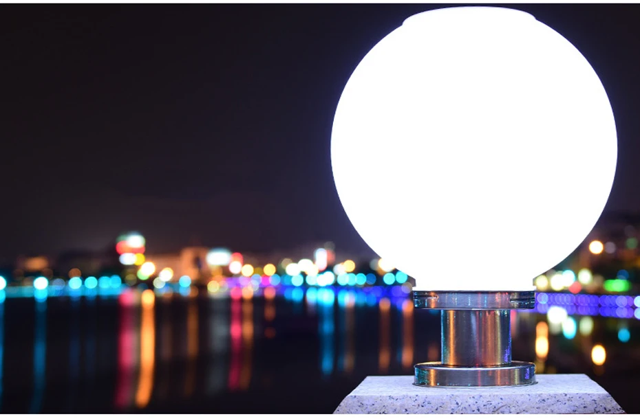 Redonda de Aço Livre à Prova Luz ao ar Luz para Jardim Criativo Bola Inoxidável Solar Dwaterproof Água 18 Led Coluna Cabeça Villa Pilar Jardim Pós 4 Lâmpadas solares