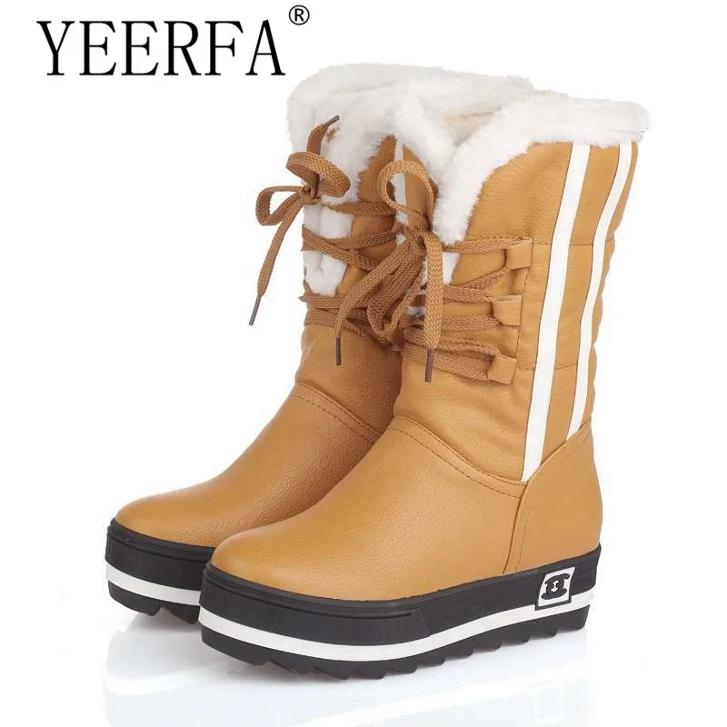 

Size34-43 2018 New Shoes Women Boots black Waterproof Platforms Shoes 4 Colors Winter Full Fur Women's Snow Boots black White