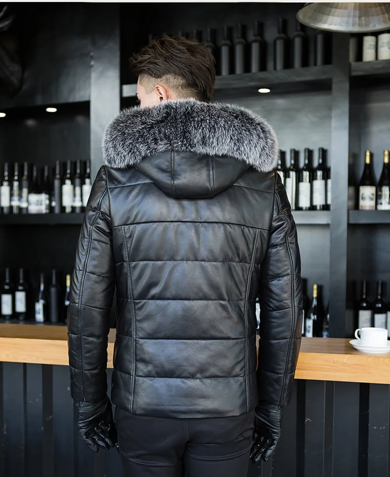 AYUNSUE, натуральная кожа, куртка для мужчин, утиный пух, парки, зимнее теплое пальто из лисьего меха, мужская куртка из натуральной кожи, верхняя одежда A8313 L2359