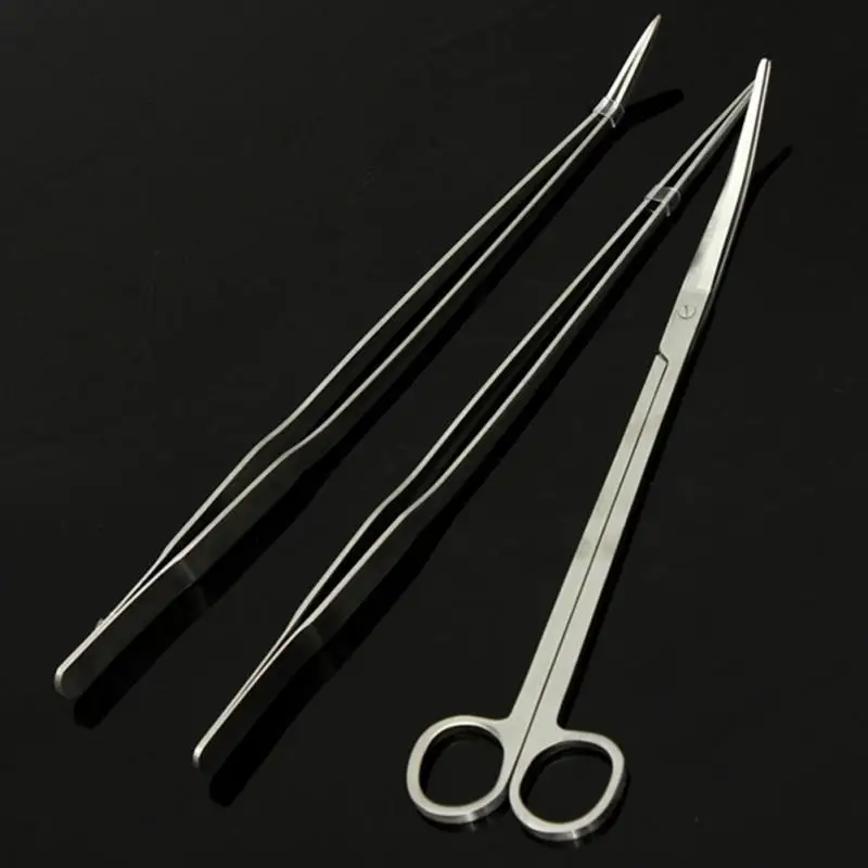 

3Pcs/Set Fish Tank Trimmer Tool Stainless Steel Long Handle Scissors for Aquarium Aquatic Plants Cleaning Tweezers CT011