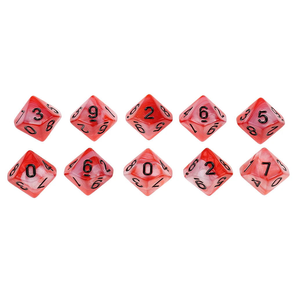 10pcs 10 Sided D10 Polyhedral Dice Double Color for DND RPG MTG Dungeons and Dragons Table Board Game Accessories