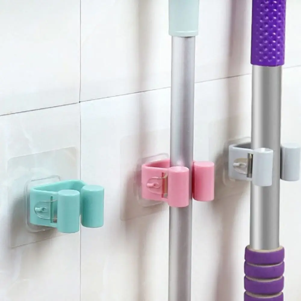 

1Pc Mop Holder Brush Broom Hanger Storage Rack Kitchen Organizer Universal Self-adhesive Wall Mounted Housekeeper Accessory Hook