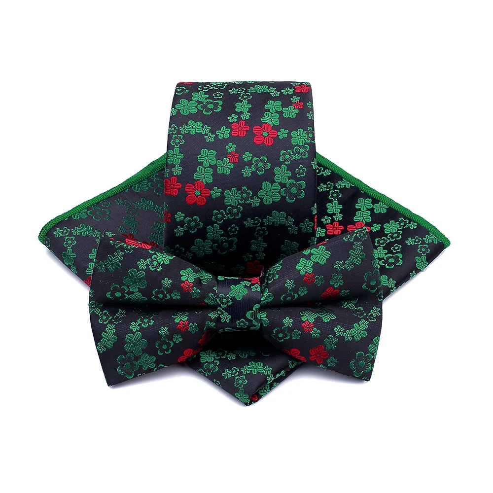 

Korean Silk Bridegroom Business Men Tuxedo Suit Black Green Yellow Flower Pocket Square Towel Handkerchief Necktie Bow Tie Set