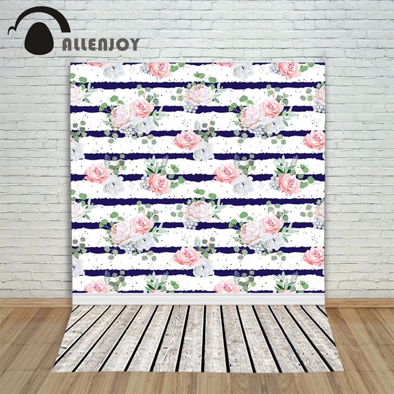 Allenjoy photo backdrops Pink rose white black striped wood Photophone for a shoot with backdrop | Электроника
