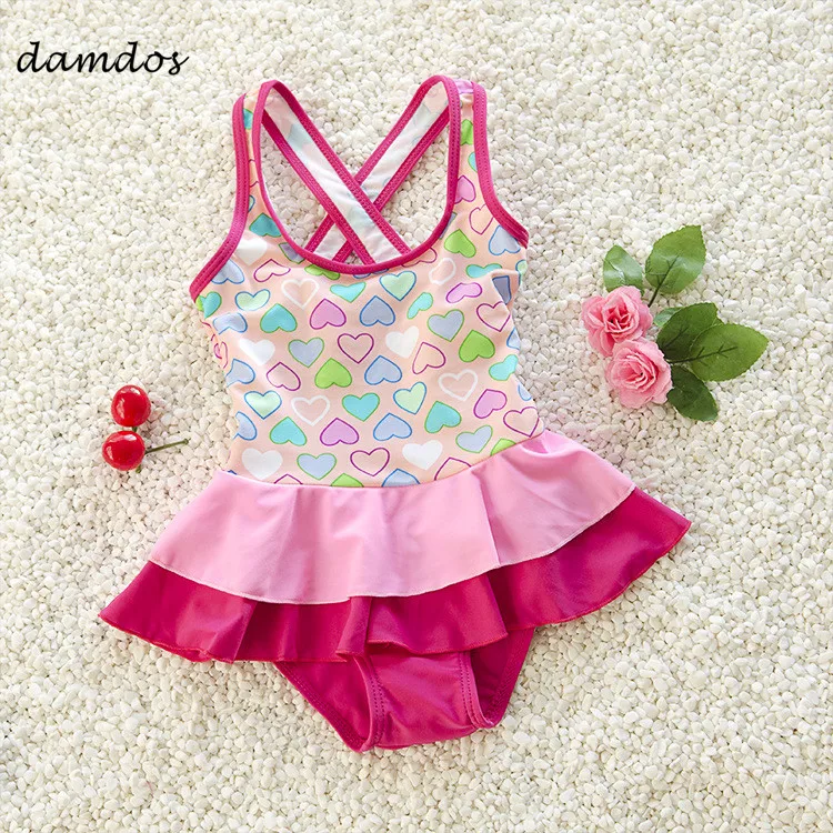 

Bikini 2019 Baby Girls Swimsuit Kids Swimwear Children Beach Dress Cover-ups Patchwork one-Pieces Bathing Suit