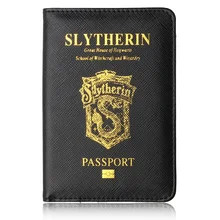 Nuevo Negro SLYTHERIN Hogwarts Unisex PU cuero pasaporte titular Rfid pasaporte cubierta negro viaje pasaporte titular de la tarjeta de protección