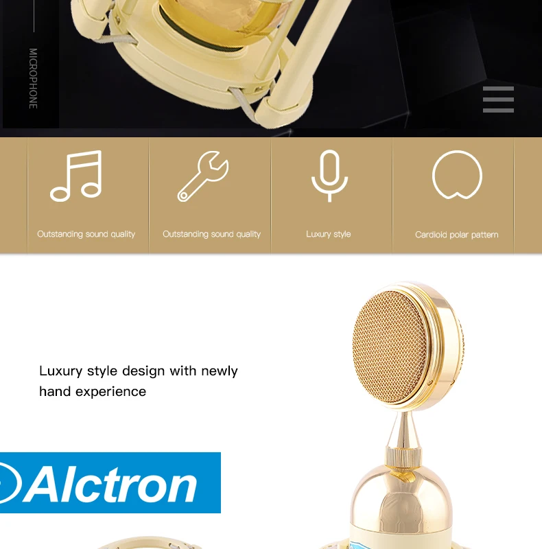 Alctron CX5 позолоченные большие диафрагмы кардиоидный конденсаторный микрофон, используемый в студии и сцене