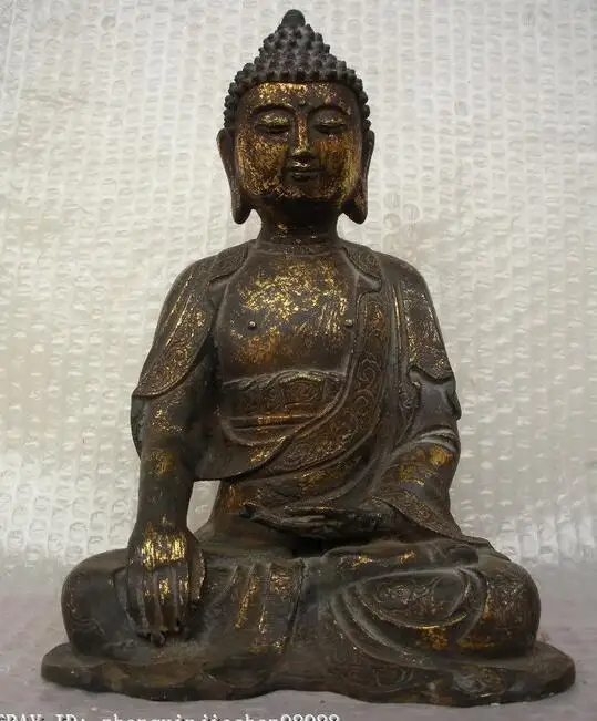 

11 Inch" Tibet folk Bronze Tathagata Sakyamuni Amitabha buddha Statue
