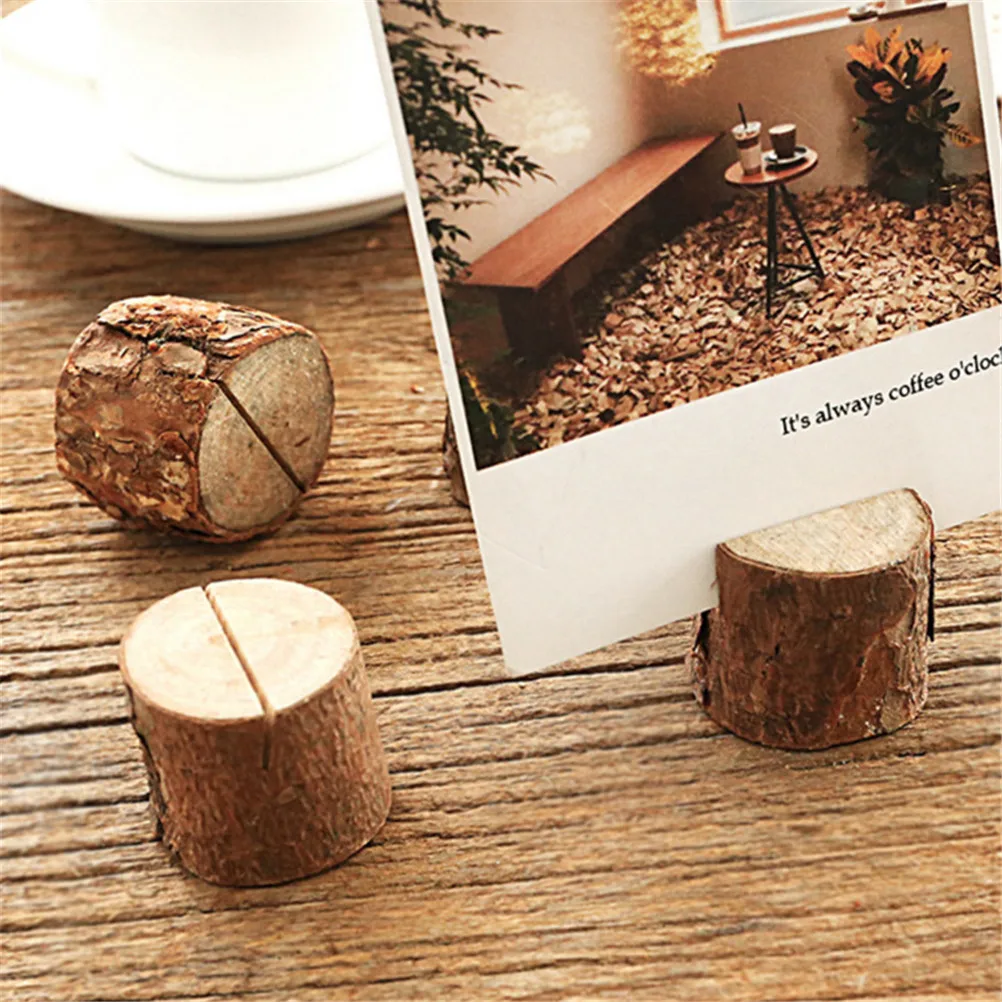 

10pcs/lot Wedding Wooden Stump Shape Party Reception Place Picture Photo Clip Card Holder Party Wedding Decor
