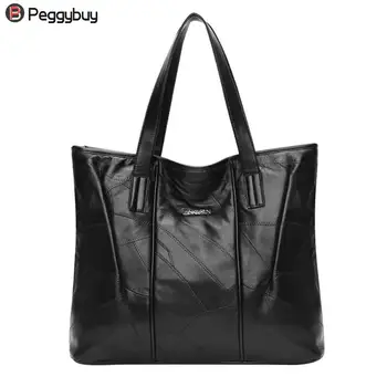 

2019 Summer New Solid Color Retro Fashion Ladies Leather Large Capacity Handbags Shoulder Bag Women's Handbags