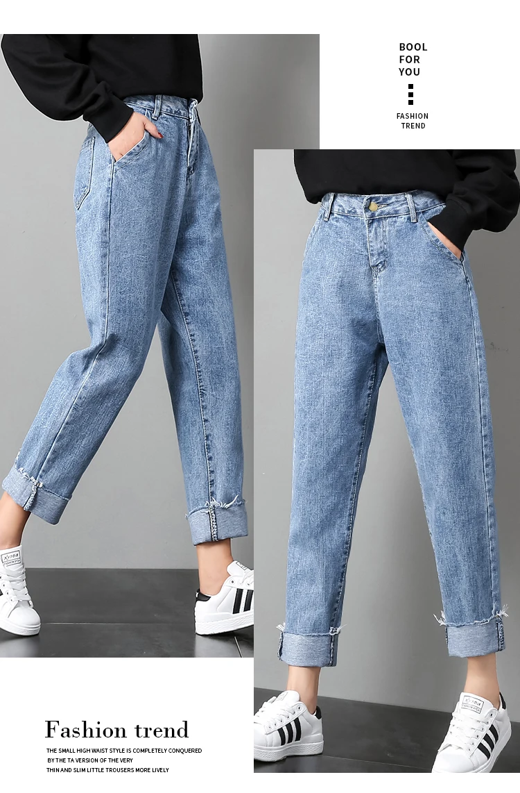 Джинсы бойфренда для женщин синие джинсы с высокой талией женские 2019 новые высокого качества стрейч джинсы женские потертые джинсы