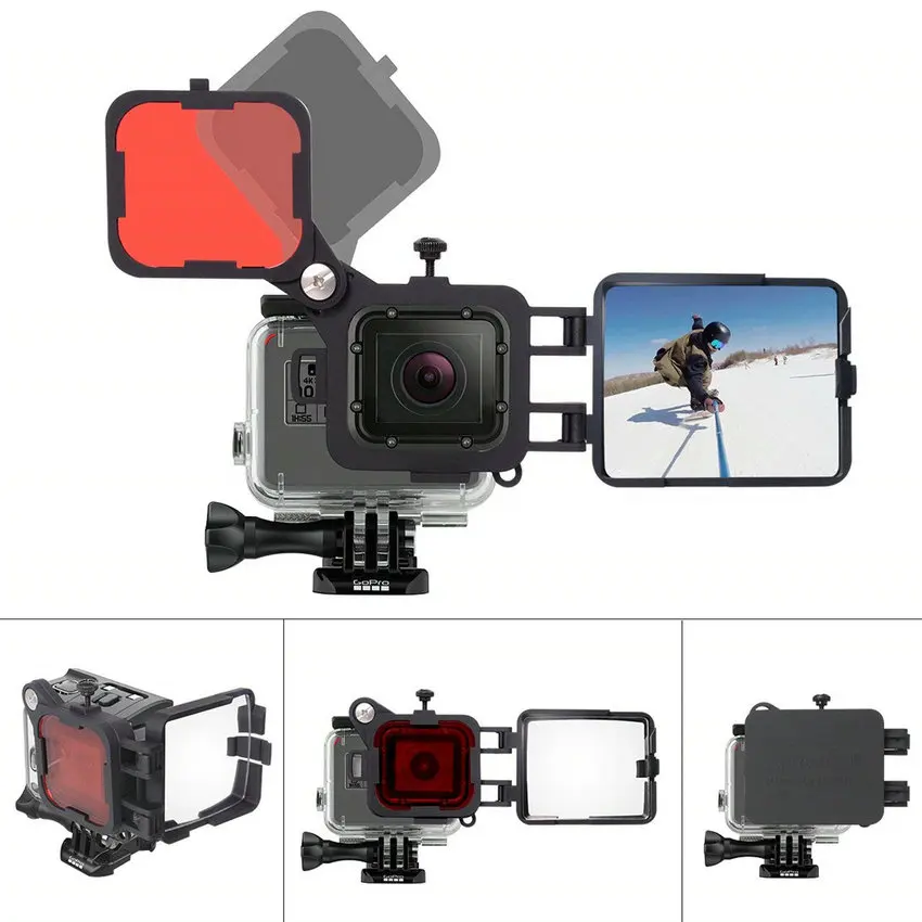 

Universal Diving/Sports Lens Combo for GoPro hero 7 6 5 Diving Lens Underwater/Sports,Red Filter & ND8 Fliter + Rearview Mirror
