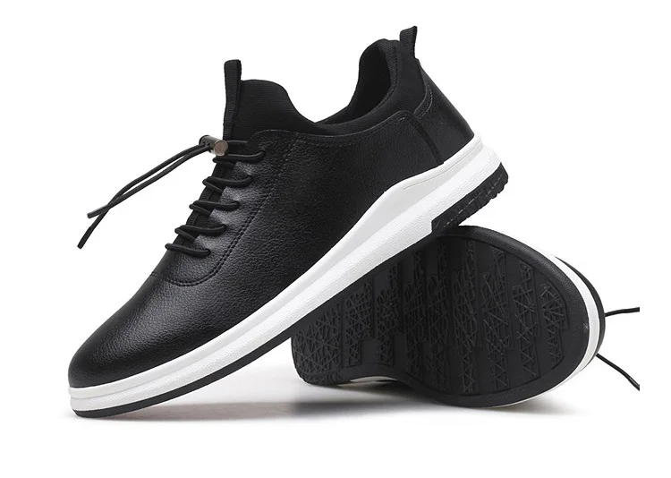 Spring Autumn Man Walking Shoes Sneakers Leather Breathable Korean Sport Shoes Wear-resistant Elastic-band Flat Shoes for Male (19)