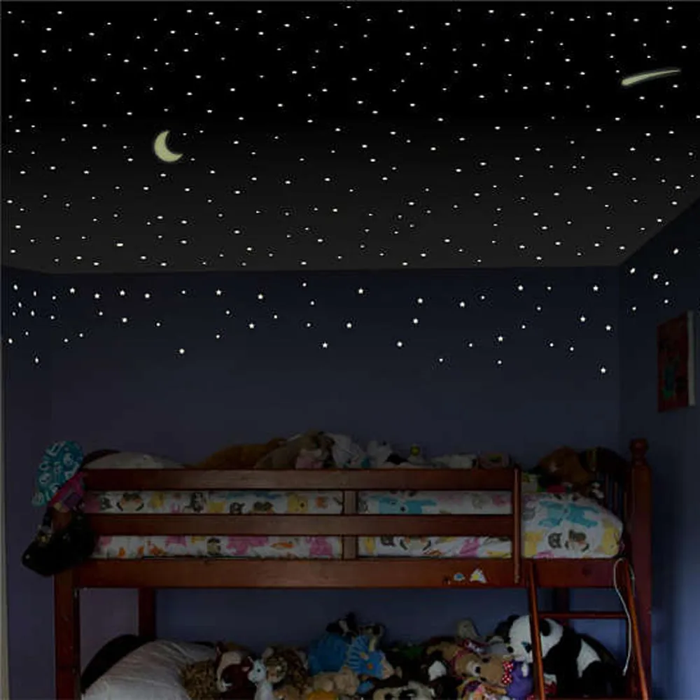 

2 set 103 pcs Star Wall Stickers Glow In The Dark Star Wall Stickers Star Moon Luminous Kids Room Decor Wallpaper Poster 1O15