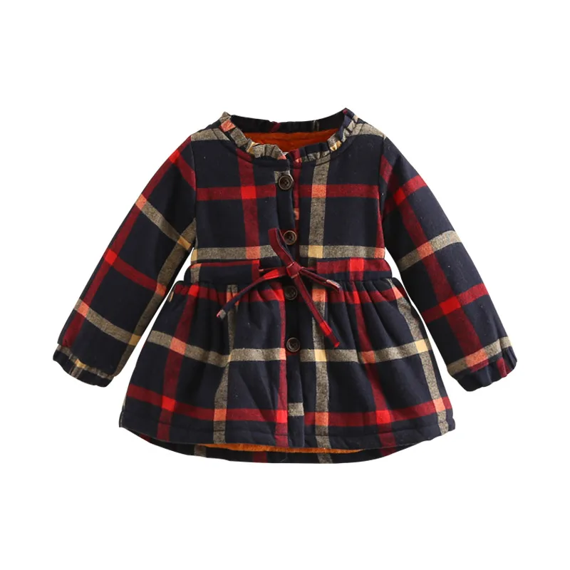 

Baby girl spring autumn winter Plaid Dress girl Long Sleeve Princess Dress kids thickened Casual Dresses