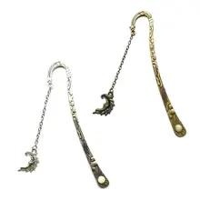 Солнце и луна Звездные линии светящиеся волосы булочка ретро пятиконечная звезда светящаяся металлическая флуоресцентная Луна Форма Закладки брелок