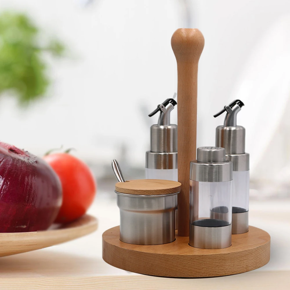

New Spice Pepper chili Seasoning Storage box Container kitchen Tools set oil Bottle Jars with Household kitchen storage rack