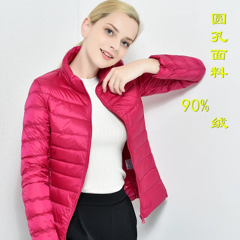

Winter Women Stand Collar 90% White Duck Down Jacket Female Ultra Light Down Jackets Slim Long Sleeve Parkas Candy Color Fashio