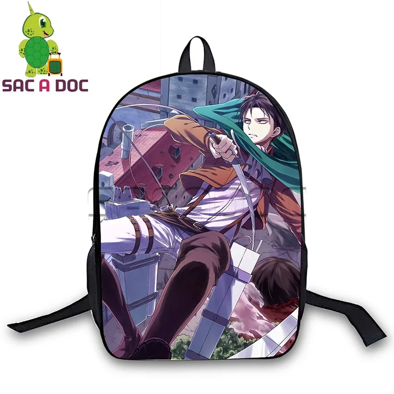 

Cool Anime Attack on Titan Backpack Travel Bag Teenagers Boys Girls Eren Levi Mikasa Printed School Bags Laptop Travel Backpack