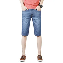 Мужской светильник, синие джинсовые шорты, лето, новая мода, классические мужские Стрейчевые прямые изысканные шорты, джинсовая одежда, XL009-1