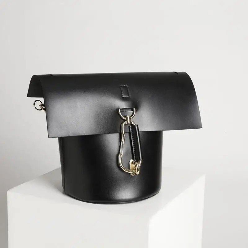 

Luxury Leather Handbags Bucket Shoudler Bag Crossbody Bag Female Women Retro Personality Cowhide Flap Bags 3