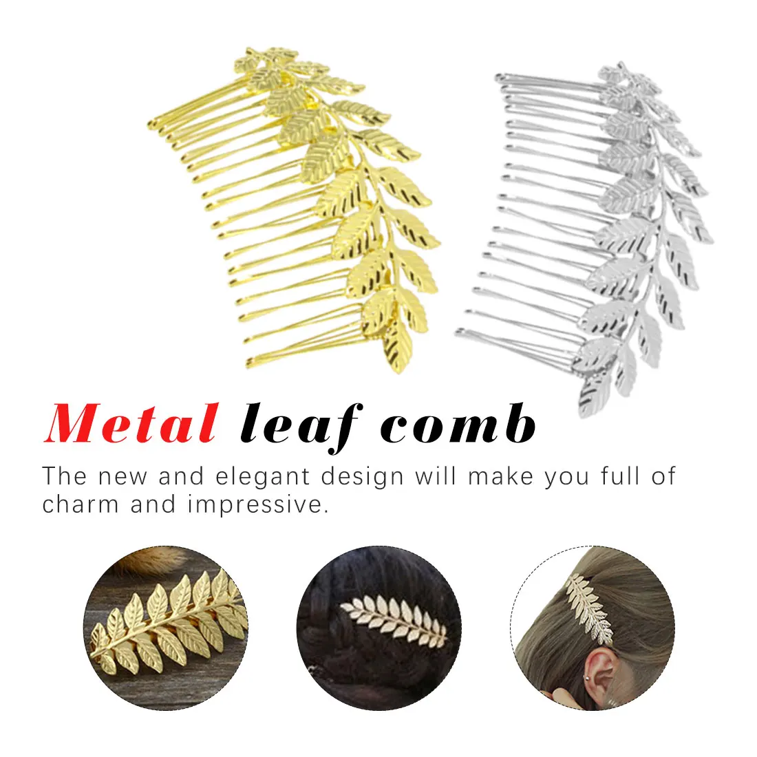 

New Style Hair Jewelry Individual Gold-Color Silver Color Leaf Hair Comb Wedding Hair Accessories For Fashion Lady
