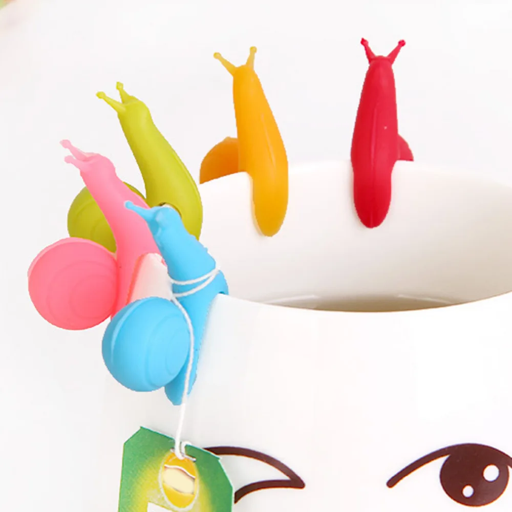 

5pcs Cute Cartoon Snail Shape Silicone Tea Bag Holder Cup Mug Hanging Tool Practical ConvenientTea Tools Randome Color