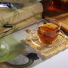 4 компл./лот,, прозрачная термостойкая стеклянная чайная чашка и блюдце, набор ручной работы, кунгфу чай, чашки, посуда JP 1065