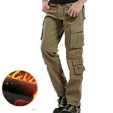 Плюс Размер 28-40 мужские теплые комбинезоны брюки повседневные тактические со множеством карманов Брюки Зимние военные брюки