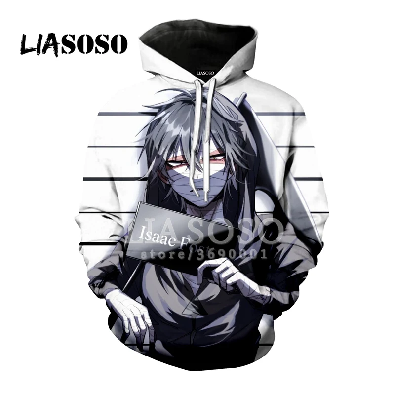 LIASOSO 3D принт Для женщин Для мужчин толстовки с капюшоном Кофты с рисунком из аниме ангелы смерти пуловер свободного покроя в стиле «хип-хоп» Повседневное Лидеры брендов X1300