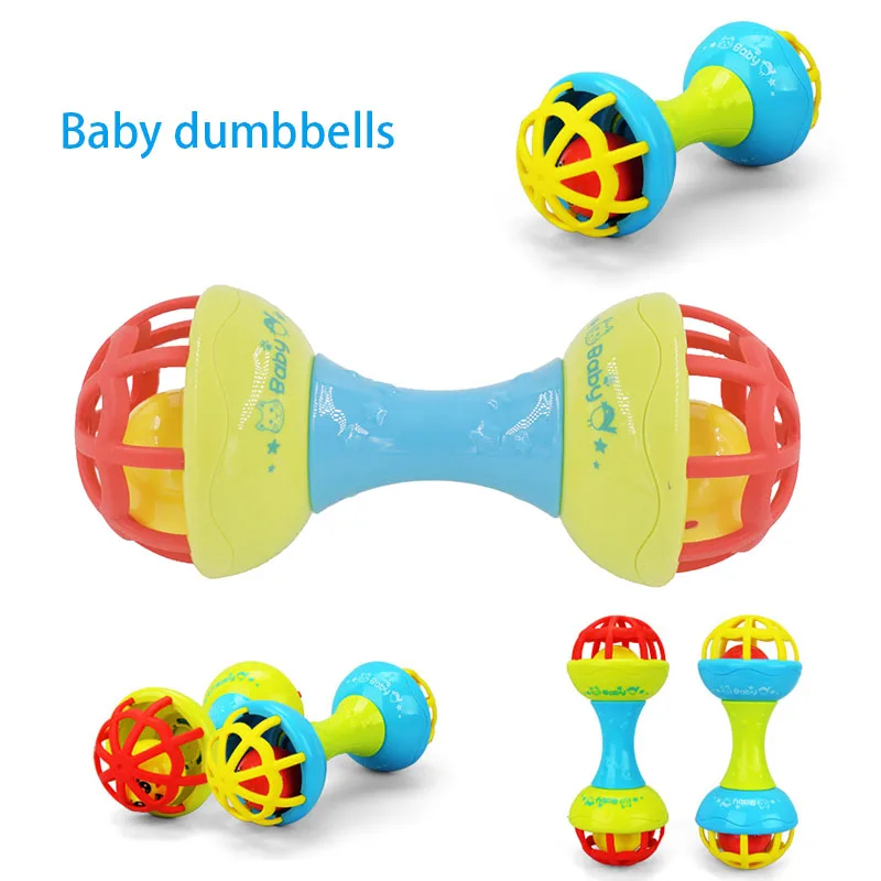 Baby dumbbell Jingle Rattle Rolling Dumbbell Ring Dumbbell Grasp