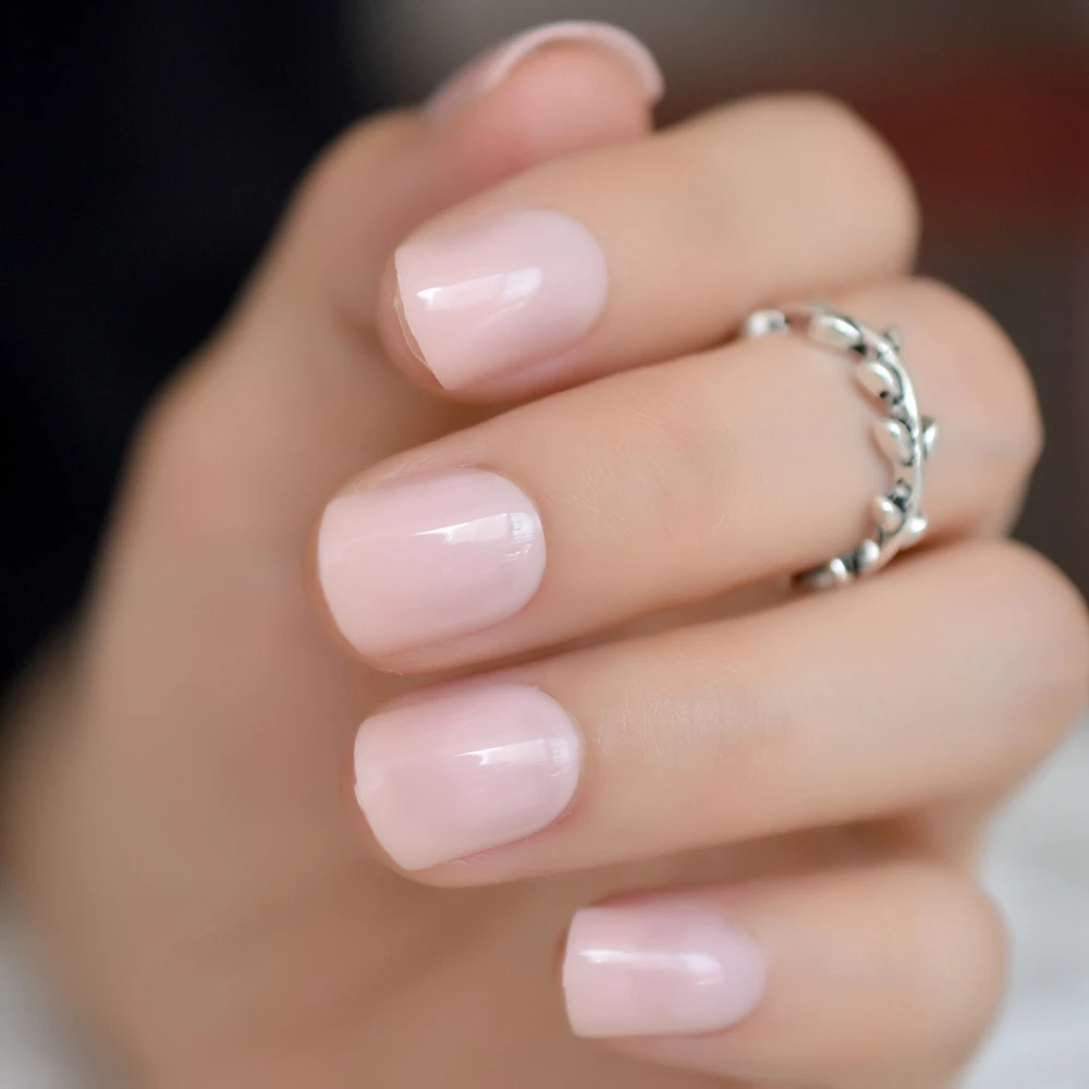 Fashion Aquoval Short Nude Pink Nail Tips False Nails Candy Light Pink Artificial French Fake Nail Salon Decorated Full Cover False Nails Aliexpress