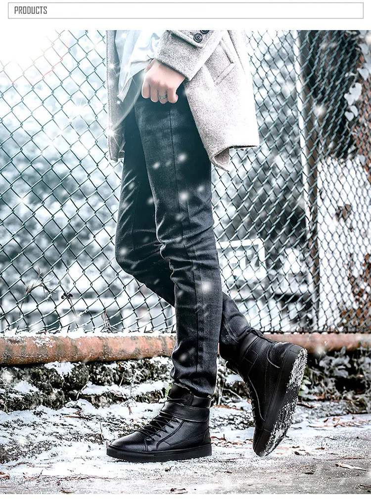 Новое поступление; повседневная мужская обувь из коровьей кожи; теплая и удобная зимняя обувь из натуральной кожи с коротким плюшем; теплая Классическая обувь