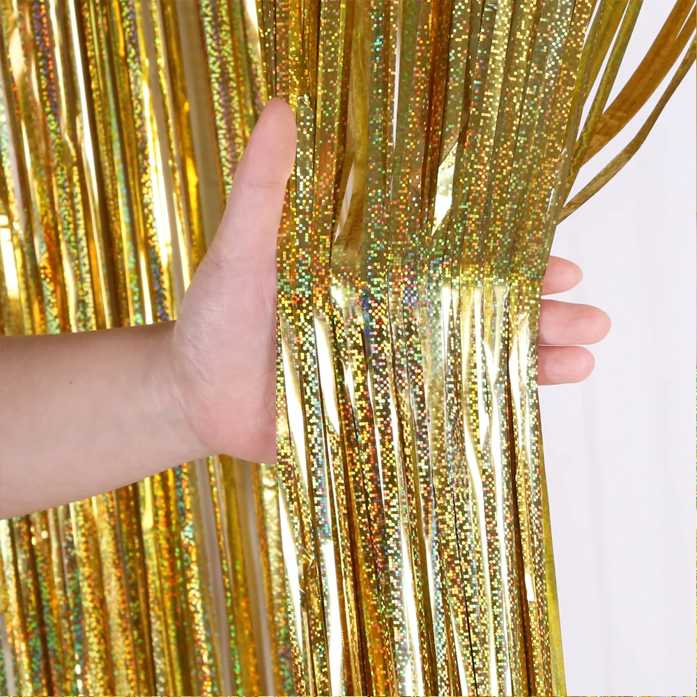 2/3/4M Tinsel Glitter Curtain Metallic Foil Fringe Shimmer Backdrop