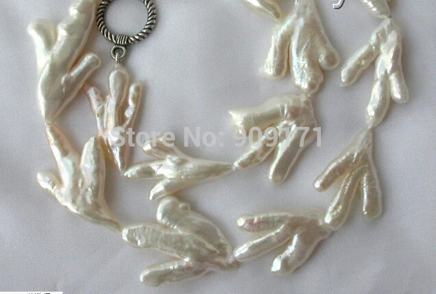 

Free Shipping>>>stunning big 40mm baroque white freshwater cultured pearl necklace