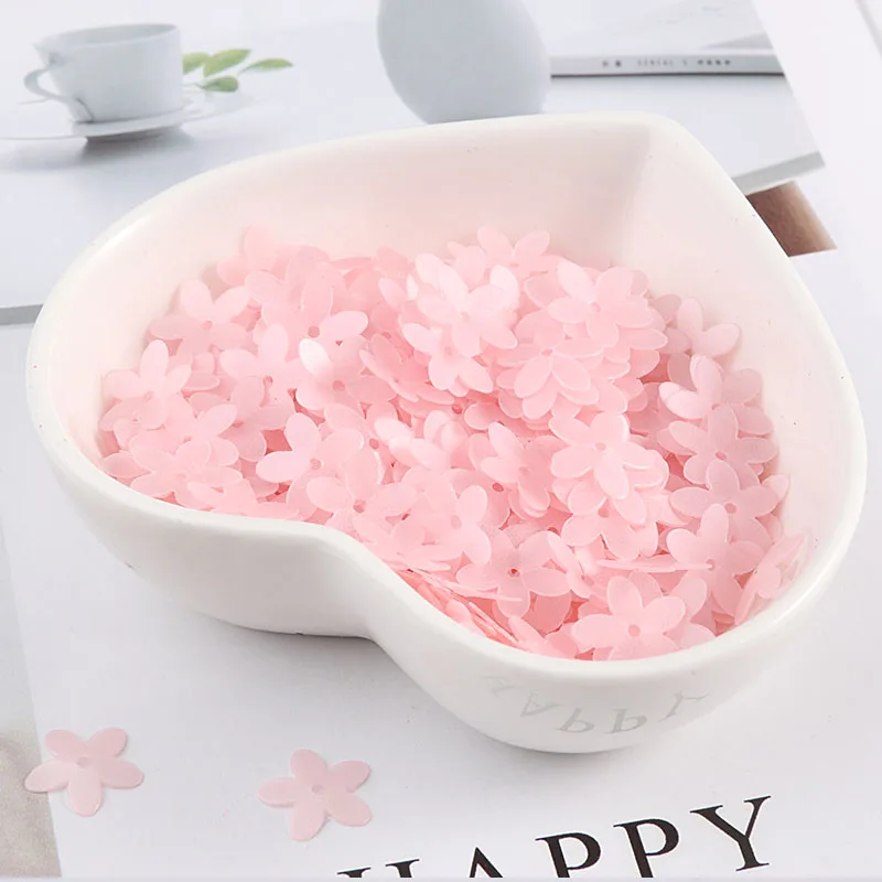 Matte Pink Five-Petal Floral Sequins for Crafting and Garment Accessories