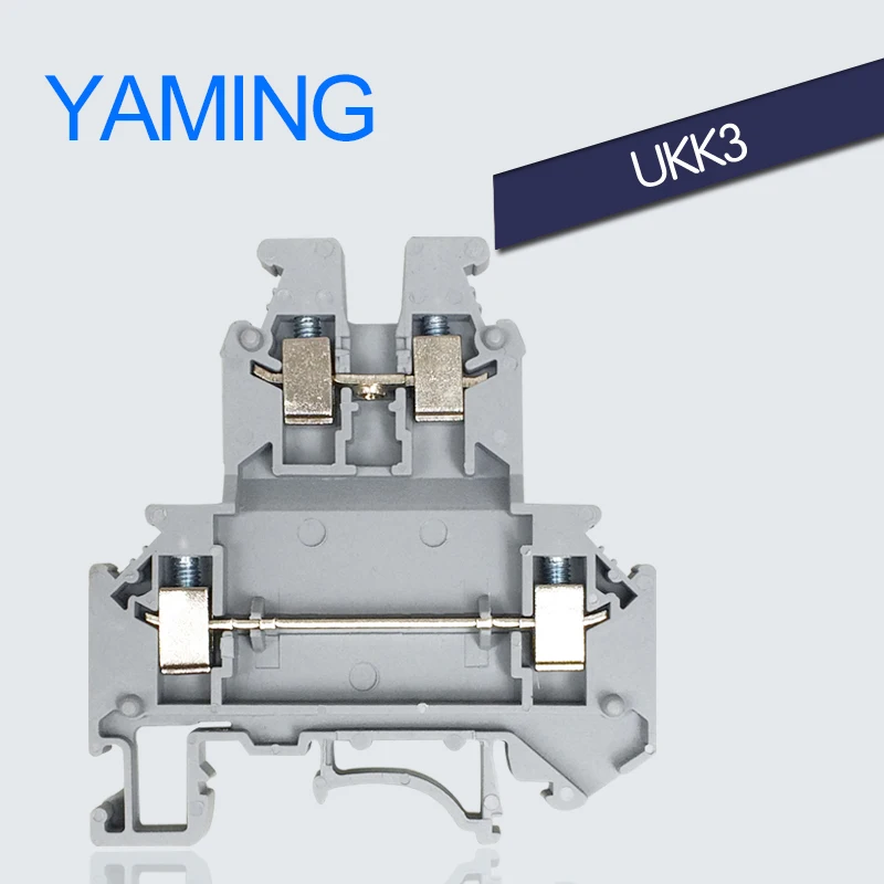 

10PCS Terminal blocks UKK3 DIN rail 2.5mm2 voltage 500V 25A double terminal double lugs of flame retardant Connector