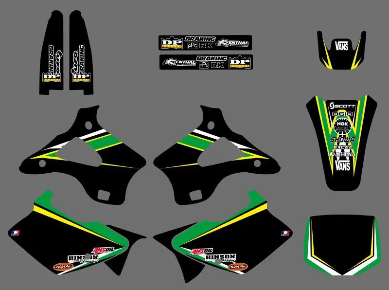 

0221 Power New Style TEAM GRAPHICS&BACKGROUNDS DECALS STICKERS Kits for Kawasaki KX125 KX250 1994 1995 1996 1997 1998 KX 125 250