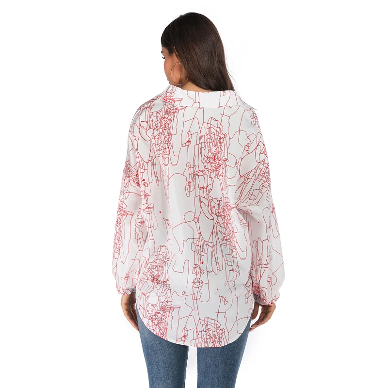 VZFF Women's Multicolor 2019 Fashion Loose Button In The Long Section Lapel Long-Sleeved Shirt Female Autumn