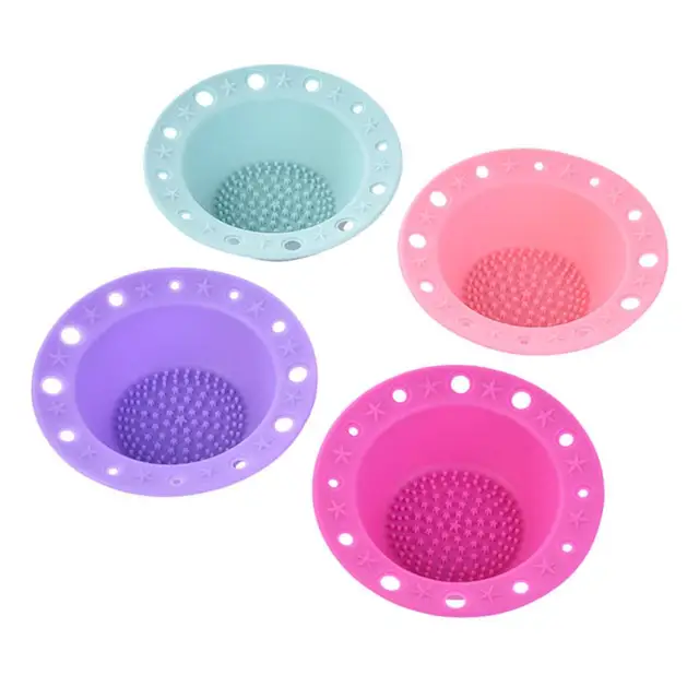 Best Price  Silicone Makeup Brush Cleaner Washing Cleaning Tool Cosmetics Pen Holder Rack Tank Box
