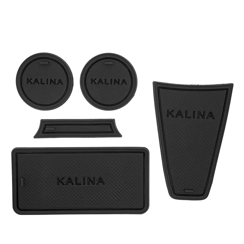 Для Lada Kalina II MK2 2013- противоскользящие резиновые чашки Салонные подложки BA3 2192 2194 аксессуары с логотипом - Название цвета: 5pcs Black