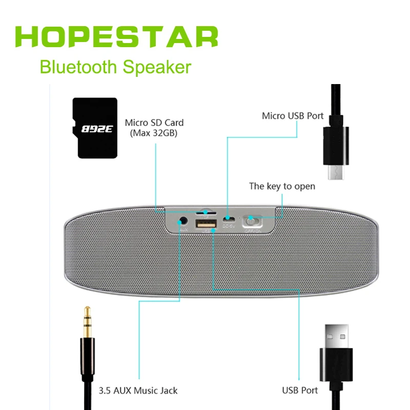 HOPESTAR H11 Bluetooth Колонка HiFi беспроводная звуковая панель двойной бас стерео
