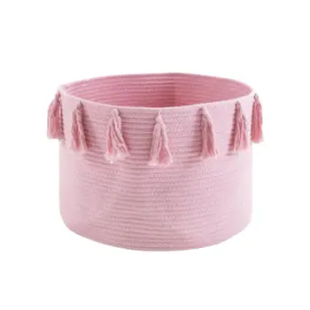 

Nordic Ins Style Baby Storage Bag Cotton Rope Woven Tassel Basket Diaper Storage Box Made Of Strong Cotton Woven Rope