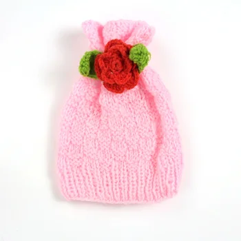 

Newborn Baby Wool Cute 100%Handmade Infant Candy Pink Cute Hats 0-3month Baby Wool Bonnet Photography Hat Clothes Caps