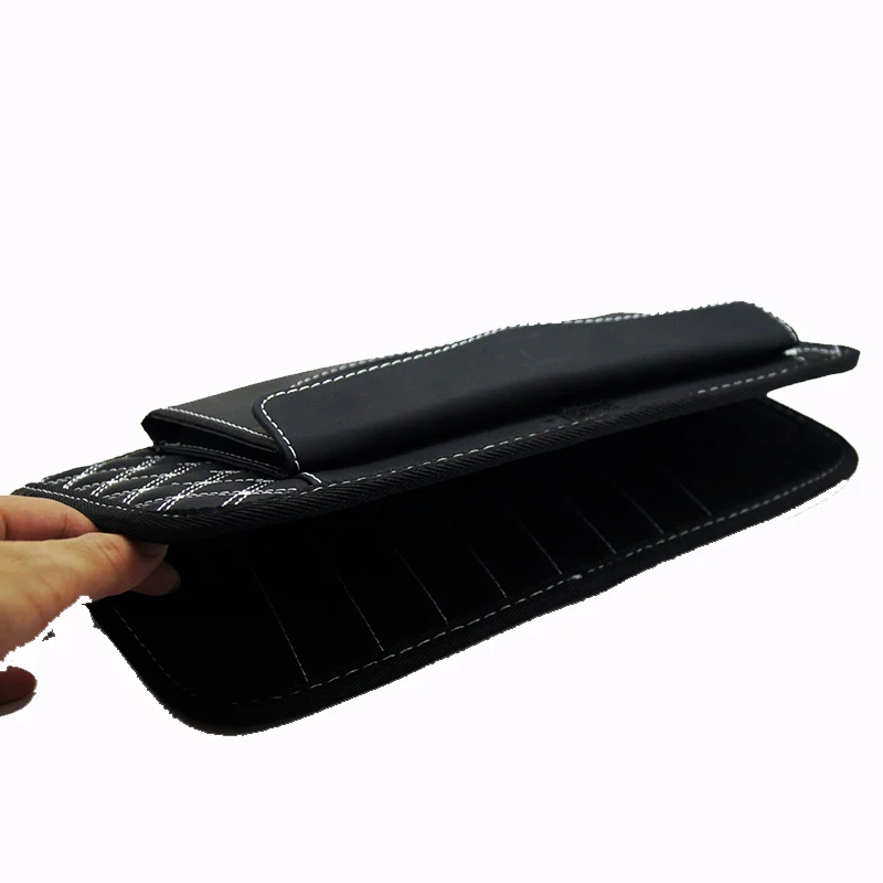 prativerdi Car Sun Visor multifunctional Tissue CD Box with 14 Disc Tidy Sleeve Holder for DVD Case Storage Bag Travel Organizer5