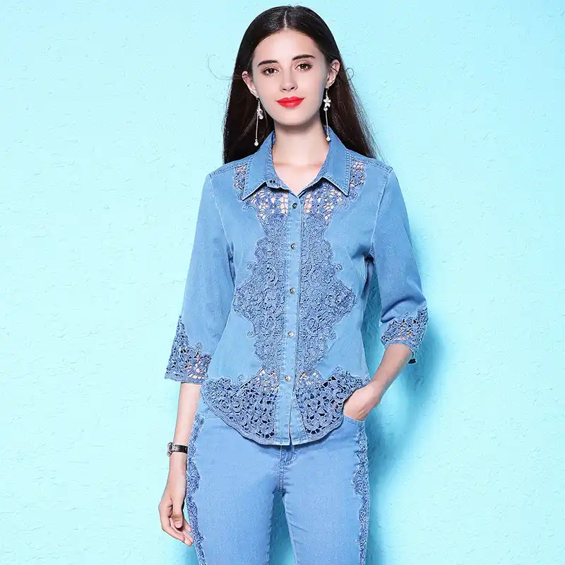 green denim shirt womens