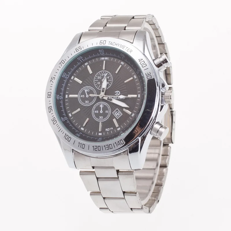 

mens watches top brand luxury silver wathes business geneva quartz wrist watches with canlender relogio masculino clock 0056