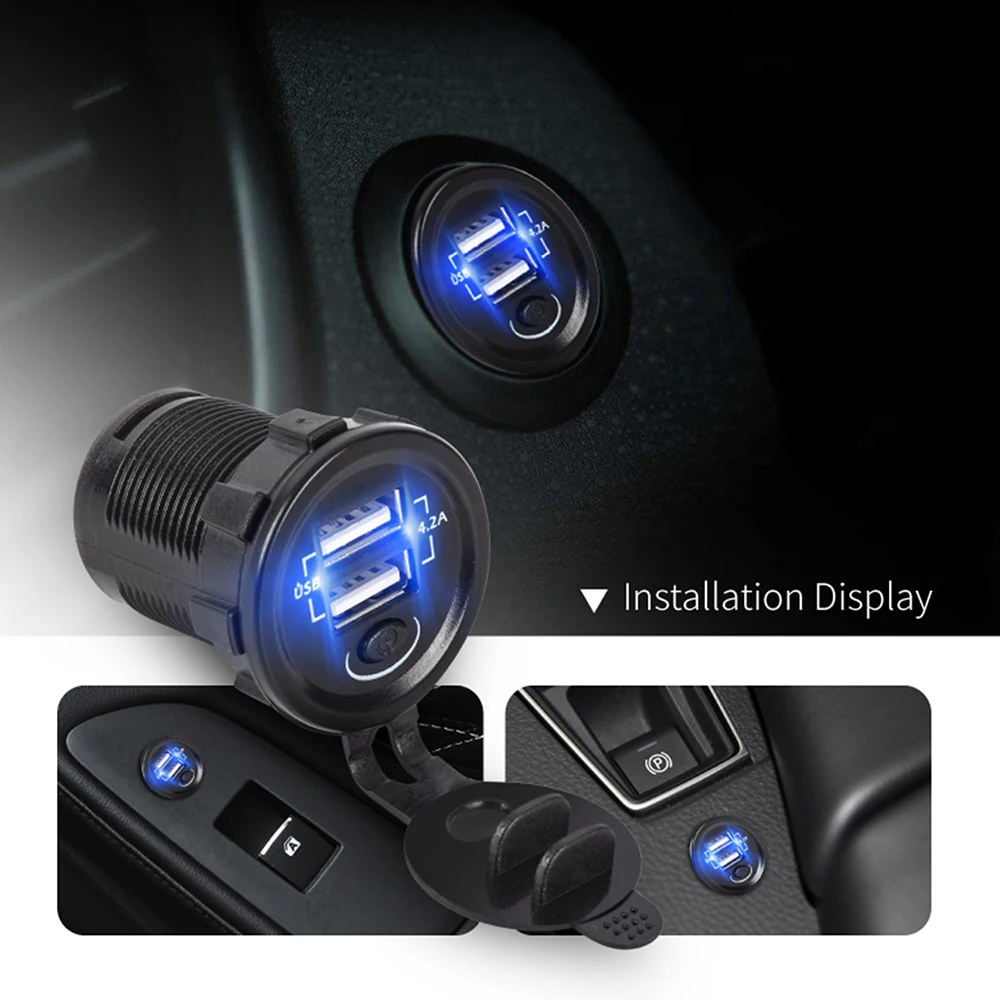 

Car Accessories Charger Power Adapter USB Charger for Motorcycle Car Cigarette Lighter 12-24V Auto Truck ATV Boat Dual USB