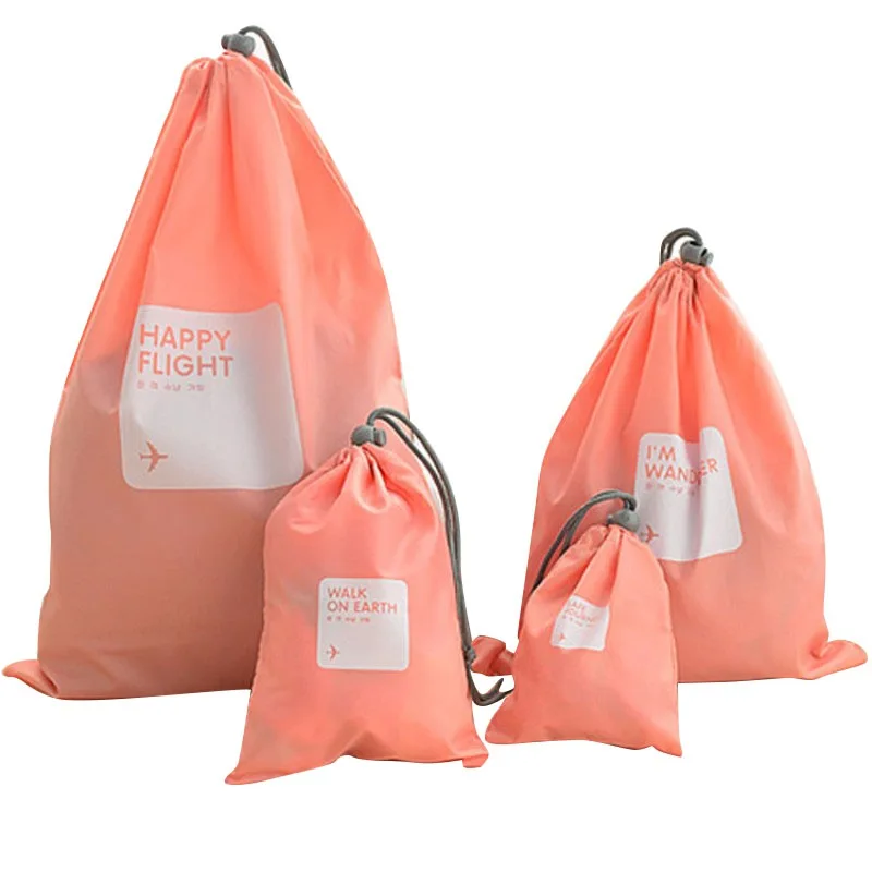 Креативные Горячие 4 шт./лот, водонепроницаемые дорожные сумки для хранения обуви, органайзер для макияжа, сумка для стирки, нижнее белье, косметика XS, s, m, l - Цвет: Розовый