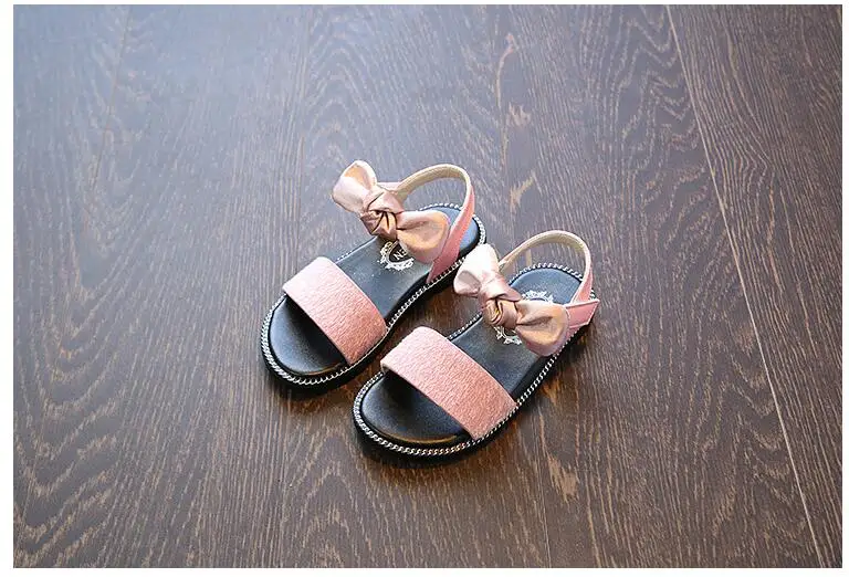 Сандалии для девочек Летний Мода Лук Детские сандалии детские туфли на низком каблуке для принцесс пляжные сандалии для девочек 21-36 лет